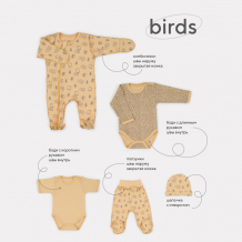 Купить mowbaby комплект для новорожденного birds (5 предметов) 5-82