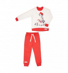 Комплект джемпер/брюки Sport, цвет: белый/коралловый Lucky Child ( ID 10385879 )