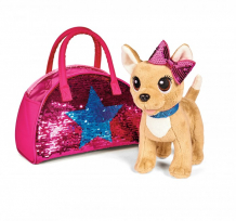 Купить мягкая игрушка chi-chi love плюшевая собачка блестящая мода с сумочкой 20 см 5893351