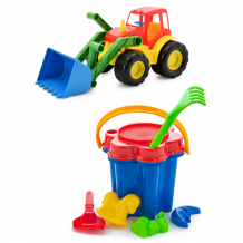 Купить тебе-игрушка набор летний трактор с ковшом active + песочный набор цветок 15-5224-20+40-0100