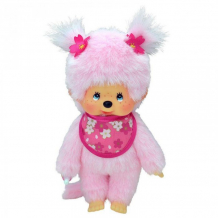 Купить мягкая игрушка monchhichi девочка с розовой шерсткой в слюнявчике сакура 20 см 