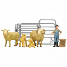 Купить masai mara игрушки фигурки на ферме (фермер, семья овец, ограждение-загон, инвентарь) мм205-007