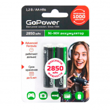 Купить gopower аккумуляторная батарейка hr6 aa ni-mh 2850mah 2 шт. 00-00015318