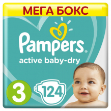 Купить pampers подгузники active baby-dry р.3 (6–10 кг) 124 шт. 81637325