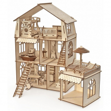 Купить хэппидом конструктор-кукольный домик коттедж с пристройкой и мебелью premium hk-d011