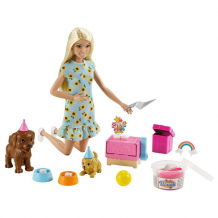 Купить mattel barbie gxv75 игровой набор &quot;barbie и щенки&quot; кукла барби с питомцами и аксессуарами для щенков