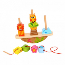 Купить деревянная игрушка tooky toy развивающая игра-баланс животные со шнуровкой ty278a