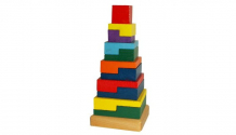 Купить деревянная игрушка qiqu wooden toy factory пирамида квадраты а-015