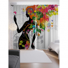 Купить joyarty шторы с фотопечатью цветастая девушка из сатена 290х265 см p_21772_145x265