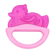Купить canpol babies 250930512 погремушка с эластичным прорезывателем, 0+, цвет: розовый, форма: уточка