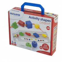 Купить развивающая игрушка miniland набор для нанизывания геометрические формы 31783