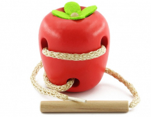 Купить деревянная игрушка мир деревянных игрушек шнуровка яблоко д261 д261