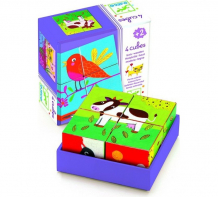 Купить деревянная игрушка djeco кубики ферма 4 шт. 01900
