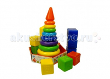 Купить развивающая игрушка росигрушка набор радуга макси пирамида+кубики (23 детали) 2155