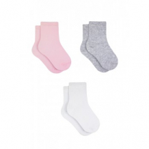 Купить носки детские, 3 пары, розовый, белый, серый mothercare 997249837