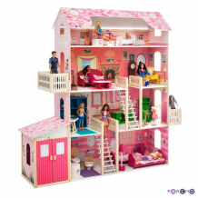 Купить paremo деревянный кукольный домик нежность с гаражом и мебелью (28 предметов) pd316-01