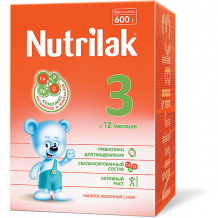 Купить молочный напиток nutrilak 3, с 12 мес, 600 г ( id 15149415 )