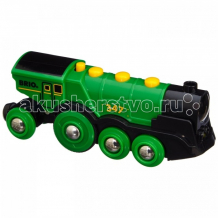 Купить brio деревянный локомотив (свет, звук, движение) зеленый 33593