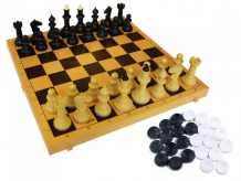 Купить владспортпром настольная игра шахматы, шашки с шахматной доской 29х29 см 2624