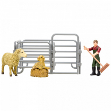 Купить masai mara игрушки фигурки на ферме (фермер, 2 овцы, ограждение-загон, инвентарь) мм205-003
