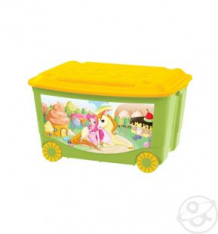Купить ящик для игрушек бытпласт на колесах с аппликацией, цвет: зеленый ( id 8085751 )