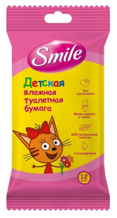 Детская туалетная бумага  Три кота, влажная (в ассорт.), 12шт.