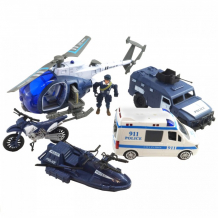Купить hk industries игровой набор полицейские, машина, грузовик, вертолет, лодка с функцией try me 8830a