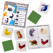 Купить кувырком настольная развивающая игра мемори с животными, антивандальный материал 101204