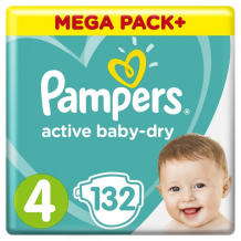 Купить pampers подгузники active baby dry maxi р.4 (9-14 кг) 132 шт. pa-81665553