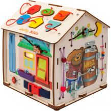 Купить деревянная игрушка jolly kids бизиборд домик со светом мишка jkd-ds29-01