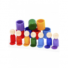 Купить развивающая игрушка эврилэнд монтессори гномики маленькие в стаканчиках с карточками 7 цветов el7082