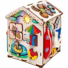 Купить деревянная игрушка jolly kids бизиборд развивающий домик со светом времена года iw-d-04-05