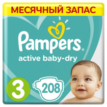 Купить pampers подгузники active baby-dry р.3 (6-10 кг) 208 шт. pa-81668014