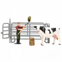 Купить masai mara игрушки фигурки на ферме (фермер, корова, ограждение-загон, инвентарь) мм205-001