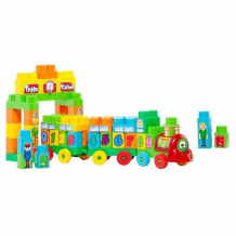 Купить конструктор molto blocks поезд 2 вагона (70 деталей) 16470