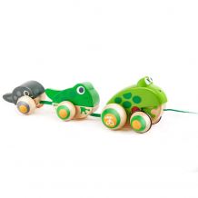 Купить деревянная игрушка hape игрушка для малышей каталка семья лягушек на прогулке e0365_hp