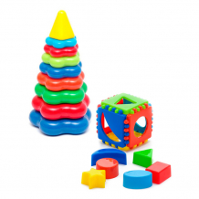Купить развивающая игрушка тебе-игрушка набор кубик логический малый + пирамида детская большая 40-0011+40-0045