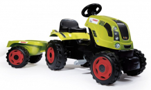 Купить smoby трактор педальный xl с прицепом claas 710114