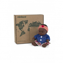 Купить miniland кукла пупс девочка африканка с комплектом одежды 21 см 31201