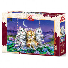 Купить пазл art puzzle котята на качелях под луной, 500 деталей ( id 15101534 )