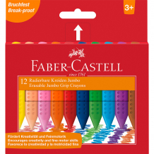 Купить мелки пластиковые утолщенные faber-castell grip jumbo, 12 цветов ( id 2115491 )