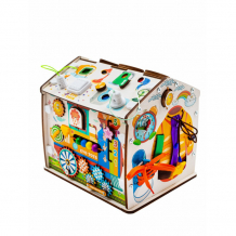 Купить деревянная игрушка evotoys бизиборд домик знайка радуга 30х30 см fi-bd-01-01