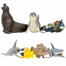 Купить masai mara набор фигурок мир морских животных (6 животных и 1 дайвер) мм203-017