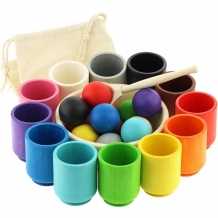 Купить деревянная игрушка уланик сортер монтессори шарики в стаканчиках (12 цветов) sbs01c1203u