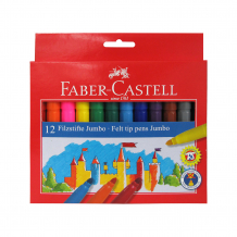 Купить фломастеры faber-castell jumbo, 12 цветов, смываемые ( id 10524509 )