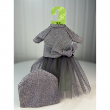 Купить tukitu комплект одежды для кукол серебро (водолазка, юбка, шапка, бант) 40 см 15