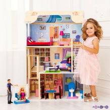 Купить paremo деревянный кукольный домик грация с мебелью и качелями (16 предметов) pd315-03