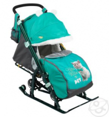 Купить санки-коляска nika kids (7-2), цвет: kitty/изумруд ( id 6510625 )
