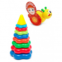 Купить развивающая игрушка тебе-игрушка каталка-неваляшка улитка № 1 + пирамида детская большая 15018+40-0045