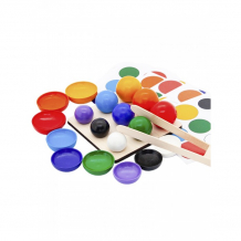 Купить деревянная игрушка эврилэнд монтессори шарики на тарелочках с карточками 9 цветов el7013
